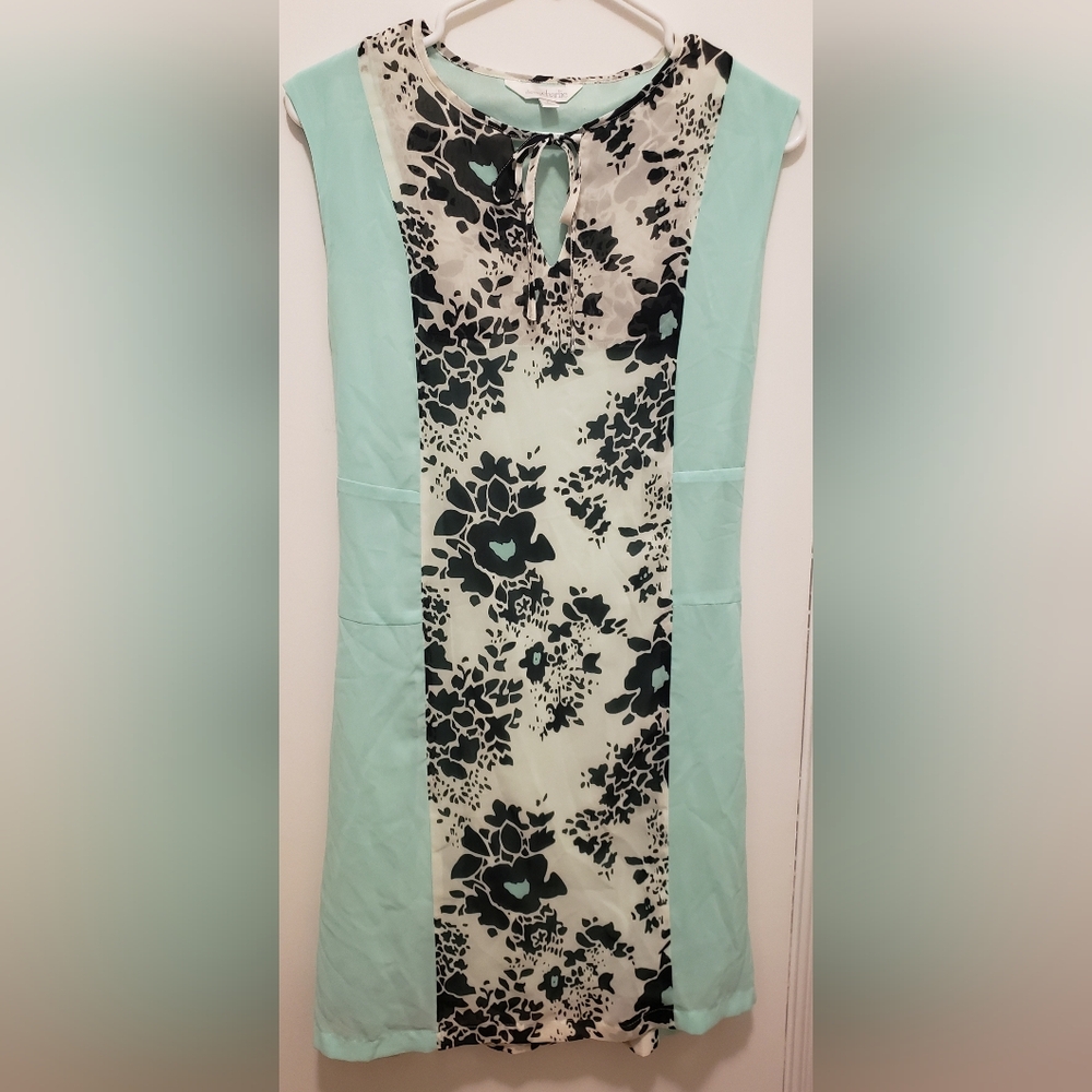 Charming Charlie Aqua Black and White Summer Dress Women's Size Large